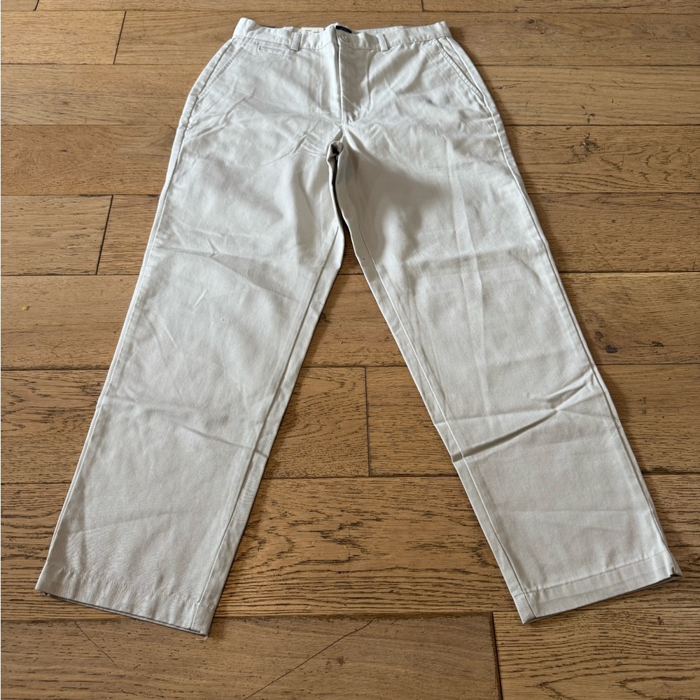 Dockers Womens Flat Front No Wrinkle Khakis Stone‎ Petite 14M  NWT  (1007)